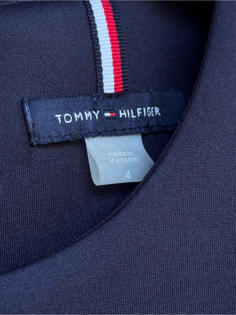 Tommy Hilfiger Navy & White Asymmetrical Grommet Sheath Dress Size 4 - Picture 3 of 9